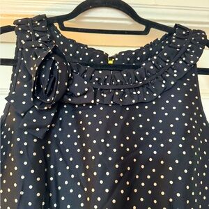 Kate Spade Black and White Polka Dot Dress with Rose Appliqué